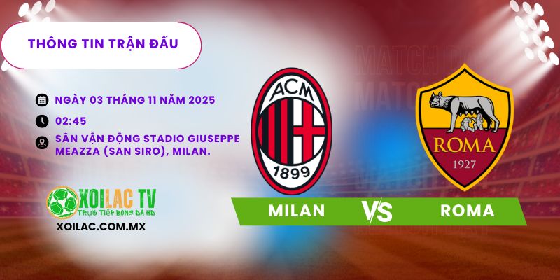 Thông tin trân đấu Milan vs Roma