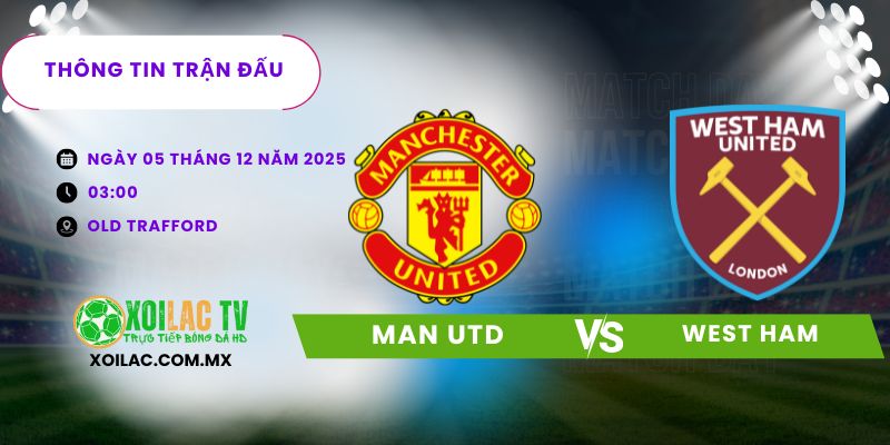 Thông tin trận đấu Man Utd vs West Ham